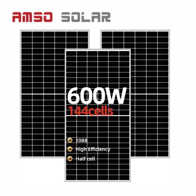 China High efficiency mono 600W mono crystalline cells 10bb half cells 182mm solares 144 paneles china solar panel for sale 182mmx182mm for sale