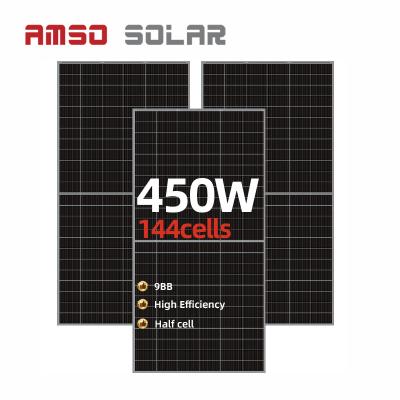 China Chinese factory 450watt monocrystalline solar panel price with 25 years warranty in stock 158.75mmx158.75mm for sale