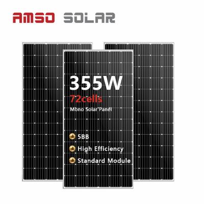 China Professional Design 355W 158.75mmx158.75mm Mono Monocrystalline Solar Panel 355Watt Solar Panel Power Supplier for sale