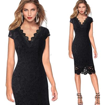 China Breathable hot high quality luxry lace new arrival sale slim dress women ladies shape short sleeve pencil dress for sale