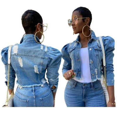 China New fashion breathable high quality luxury ladies plus size denim jacket coat women's spring autumn ripped short jeans jacket for sale