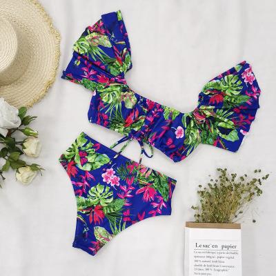 China High Quality Breathable Hot Selling Ladies Flower Sexy Dot Printed Swimwear Bikini Set for sale