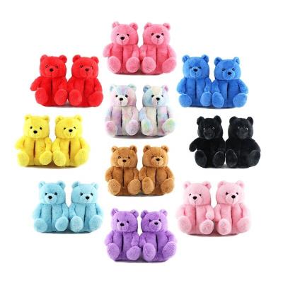 China CUSHIONING teddy bear slippers 2021 new winter wholesale warm plush style slippers house lovely black teddy bear slippers for women girls for sale