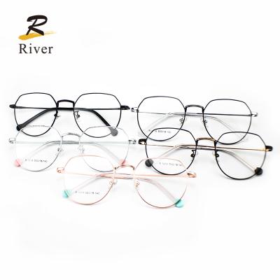 China 2020 Blue Lightweight Vintage Metal Polygon Optical Glasses Anti Blocking Eyeglasses Frames for sale