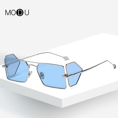 China 2022 Hip Hop Light Durable Anti-Blue Light Custom Tinted Square Polygonal UV400 Fashion Metal Shades Polarized Sunglasses for sale