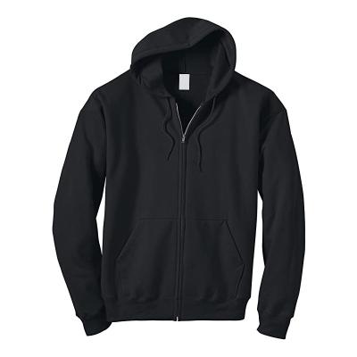 China OEM men's unisex premium high quality custom made breathable cotton full black zipper single zipper up hoodie for sale