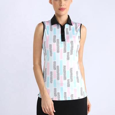 China Polyester QUICK DRY Sublimation Spandex Ladies Women Girl Ladies Colorful Golf Sleeveless T-Shirt for sale