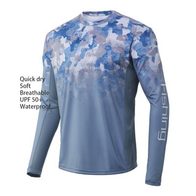 China Custom Outdoor Pelagic UV Quick Dry Light Camouflage Protective Logo Logo Long Sleeve Sublimation Performance Anti-UV Polyester Fishing Shirt for sale