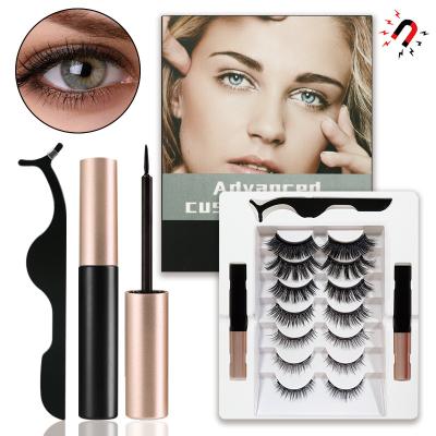 China No Glue 7 Pairs Mixed Magnetic Liquid Eyeliner False Eyelashes Set False Boxes Logo Eyelashes Magnetic Custom Made for sale