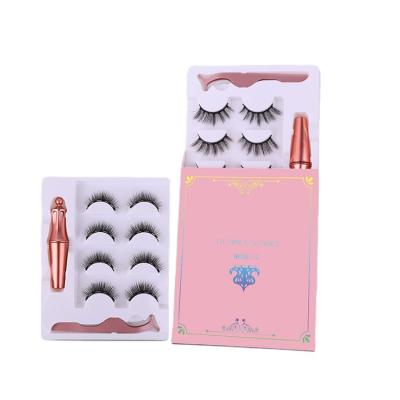 China Portable cheap magnetic eyelashes long new style natural 3 pairs 3d false magnetic eyelashes for sale