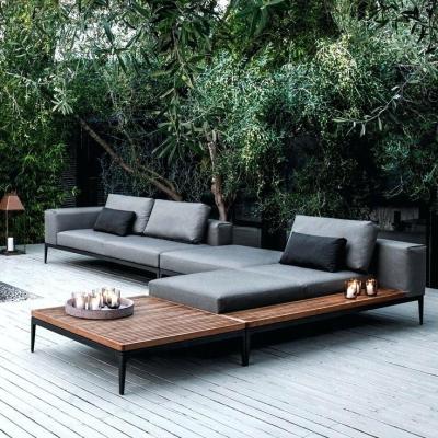 China Hot Sell Modern Wooden Outdoor Sofa Teak Furniture Patio Sofa Waterproof Garden Set for sale