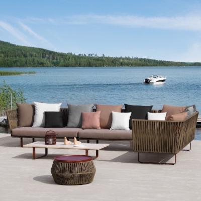 China Contemporary Garden Sofa Set with Rope Weaving Backrest and Braided Polyester and Comfortable Seat Cushions for sale