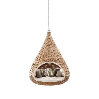 China Contemporary Outdoor Large Round Rattan Hanging Daybed With A Gigantic Bird's Nest And Waterproof Fabric Seat for sale