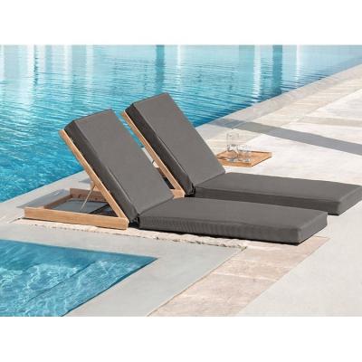 China Outdoor subed patio garden leisure furniture modern modern beach poolside sit teak wood sun lounger daybed for sale