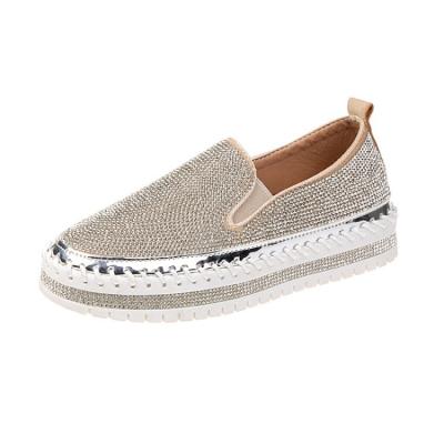 China New Style Platform Flat Casual Shoes Rhinestone Ladies Flat Slip On Shoes Women for sale