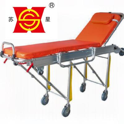 China Manual Metal Inpatient Transfer Bed Emergency Stretcher Hospital Trolley Bed for sale