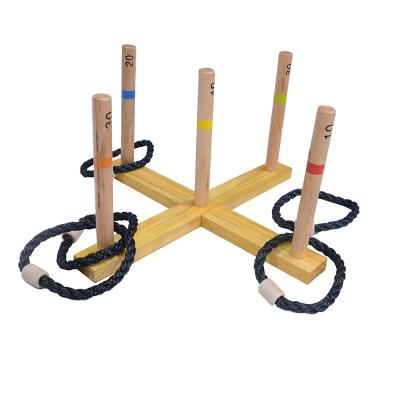 China Outdoor Activity RJ Classic Product Kids Circle Ring Toss Yard Game Toys Wooden Set for sale