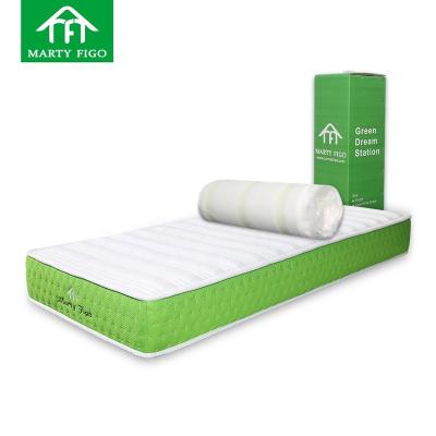 China 10/11/12 Inch Vacuum Compress Cooling Roll Up Pack Hybrid High Density Spring Coil Foam Single Bed Mattress In A Box Pocket Mattress for sale