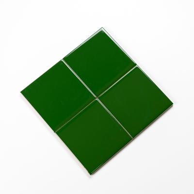 China Vitagres Modern Dark Green Glossy Wall Ceramic Kitchen Tile 100x100mm for sale