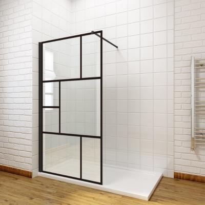 China EXIT Modern 8mm Matte Black Aluminum Frame Walk in Shower Panel with Tempered Glass Shower Enclosure Bypass Walk in Tub for sale