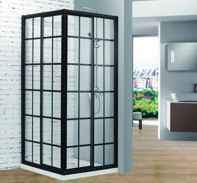 China With Frame Black Glass Corner View Self Cleaning Sliding Door Glass Door With Black Silk Screen Industry Style Glass Shower Door for sale