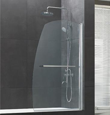 China A002 Frameless - 6mm Curved Edge Bath Screen Shower Glass Door Chrome + Stainless Steel Handle for sale