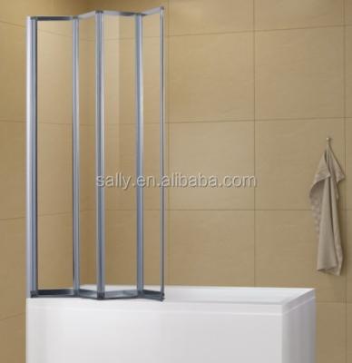 China With View Folding Tub Shower Tempered Glass Screen Extension With Aluminum Frame for sale