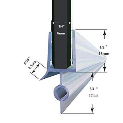 China SALLY Prevent Water Frameless Shower Door Seal Aging Bottom Resistance Strip 1/4 inch 6mm Tick Glass Shower Enclosure for sale