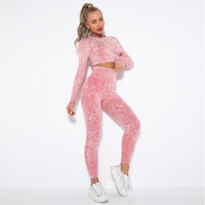 China Breathable Woman Trial Suit Set Seamless High Waist Gym Long Sleeve Sports Running Slim Yoga Sets for sale