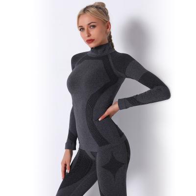 China Breathable Wholesale Yoga Long Sleeve Crop Women Fitness Crop Top Yoga Tee For Gym for sale