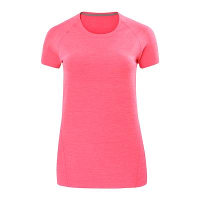 China Breathable pure color sports seamless nylon T-shirt knitted sports breathable yoga short-sleeved T-shirt for sale