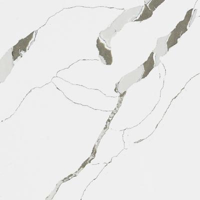 China Modern Warm Color Calacatta White Artificial Quartz Slab With Black Vein Vanity Top Slab for sale