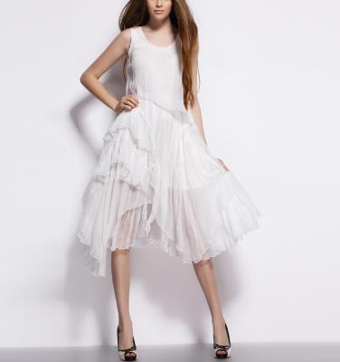 China Anti-static White Fairy Silk Dress Skirt Boho Style Elegant Summer Gift for sale