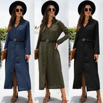 China Hot Selling 2022 Sunscreen Dress Button Lapel Button Collar Long Sleeve Casual Breathable Long Skirt for sale