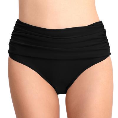 China Factory Wholesale Breathable High Waist Stretch Pleated Swim Trunks Women's Swim Briefs Conservative Women for sale