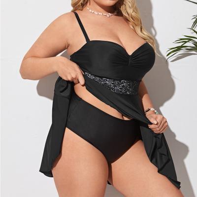 China Conservative, thin, breathable large breasts gathered, slit solid color hot spring beach swimwear large size wholesale for sale