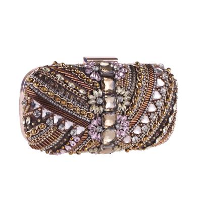 China New high quality handmade beaded shiny square bag daily small dinner bag dress banquet clutch bag for sale