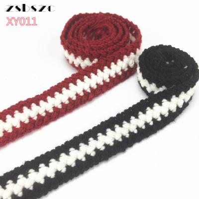 China Viable Wholesale Black Red Wool Lace Up Garment Accessories Diy Headwear Accessories Lace Up Hat Hair Ribbon for sale