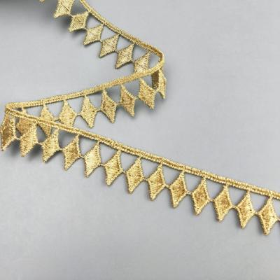 China Viable Newcomer Guipure Lace Embroidery Geometric Gold Borders Mental Decorative Trim for sale