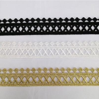 China Decorative Trim Hollowed-out 2.5cm High Quality Sustainable Embroidery Lace Trim For Clothes for sale