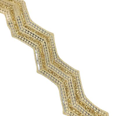 China Wholesale Water Soluble Hollowed-out Sparkle Latest High Quality Gold Embroidery Lace Wedding Trim for sale