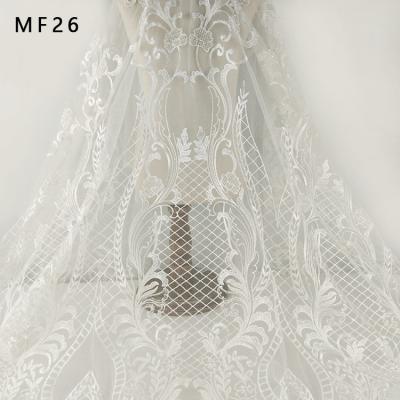 China High Quality White Vintage Embroidery Courteous Lace Fabric Sustainable And Comfortable Breathable Soft Polyester Fabric for sale