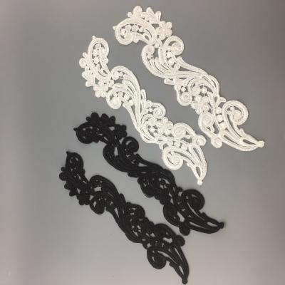 China Viable Hot Selling Polyester High Quality Patch Lace Applique Embroidery Lace Black White Black White Applique For Sewing Crafts Supplies for sale