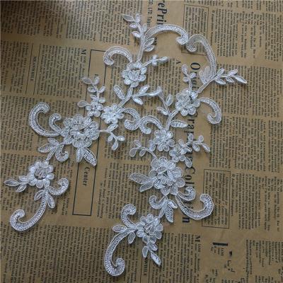 China Best Sustainable French Embroidery Applique Fabric Hot-selling Bridal Lace for sale