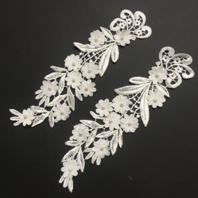 China Embroidery Crystal Beaded Lace Trim High Quality Sustainable Luxury Beads Lace Trim Applique For Wedding Dress for sale