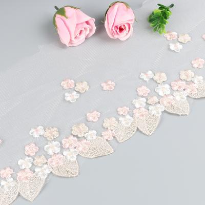 China Quality Viable Factory 18cm Direct Hign Embroidery Cotton Lace Trim, Wide Polyester Flower Lace Trim for sale