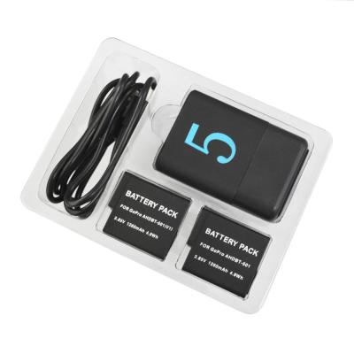 China 1 Hours Lithium Battery Pack 1220mAh Battery Pack 2 USB GoPro Replacement Action Camera For GoPro 5 6 7 Camera Accessories for sale