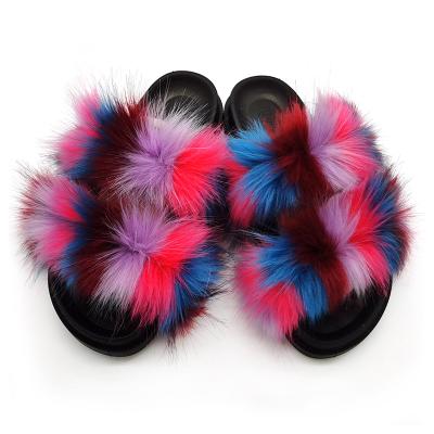 China New Design 2020 Thermal Fur Slides Lovely Fur Sandals Women Fur Slippers for sale