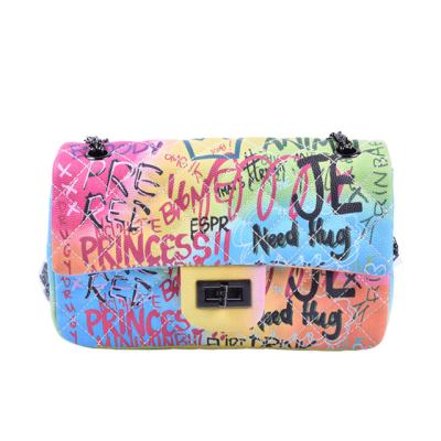 China Hot Selling New Fashion Fashion Women's Fashion Graffiti Women's Messenger Bag Single Shoulder Bag PU Leather For Ladies Bag for sale