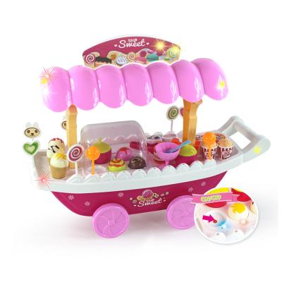 China Plastic Candy Cart and Amusement Trolley Pretend Toy Ice Cream and Candy Store with Music for Child Aliexpress Hit for sale